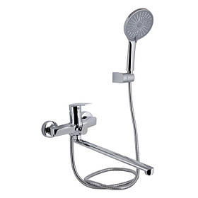 Змішувач для ванни Qtap Stenava New з поворотним виливом (з душовим гарнітуром) QTSTE2601CRM45536 Chrome