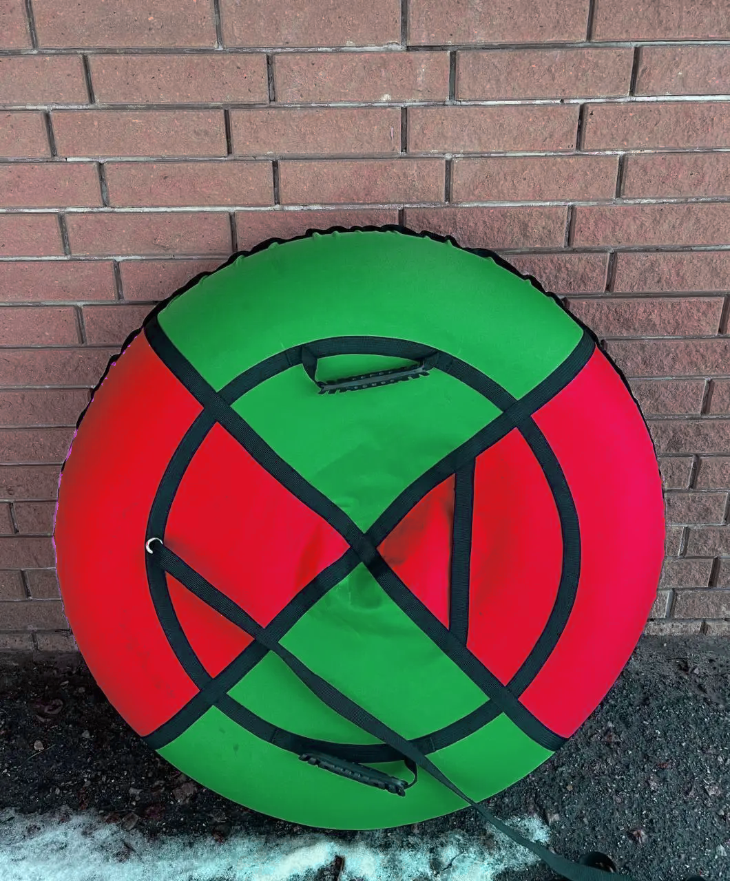 Тюбінг надувний / Ватрушка / Надувні санки ПВХ діаметром 100 див., Зелено-Червоний, фото 1