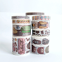 Набір декоративних скотчів для творчості DIY 10 шт Кавова атмосфера коричневий