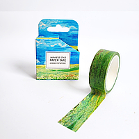 Декоративний скотч для творчості 5 м з картиною Зелена пшенична нива ван Гог