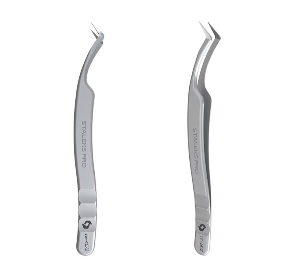 Staleks Pro Expert 45 Type 2 - професійний пінцет (L-подібний, 40°) для вій з нержавіючої сталі
