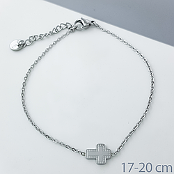 Браслет "Хрест" з насічками, р.17-20; медичне золото Xuping, stainless steel, родій