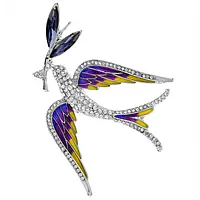 Брошка Ластівка патріотична з камінцями біжутерія Fashion Jewerly