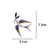 Брошка Ластівка патріотична з камінцями біжутерія Fashion Jewerly, фото 4
