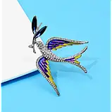 Брошка Ластівка патріотична з камінцями біжутерія Fashion Jewerly, фото 5