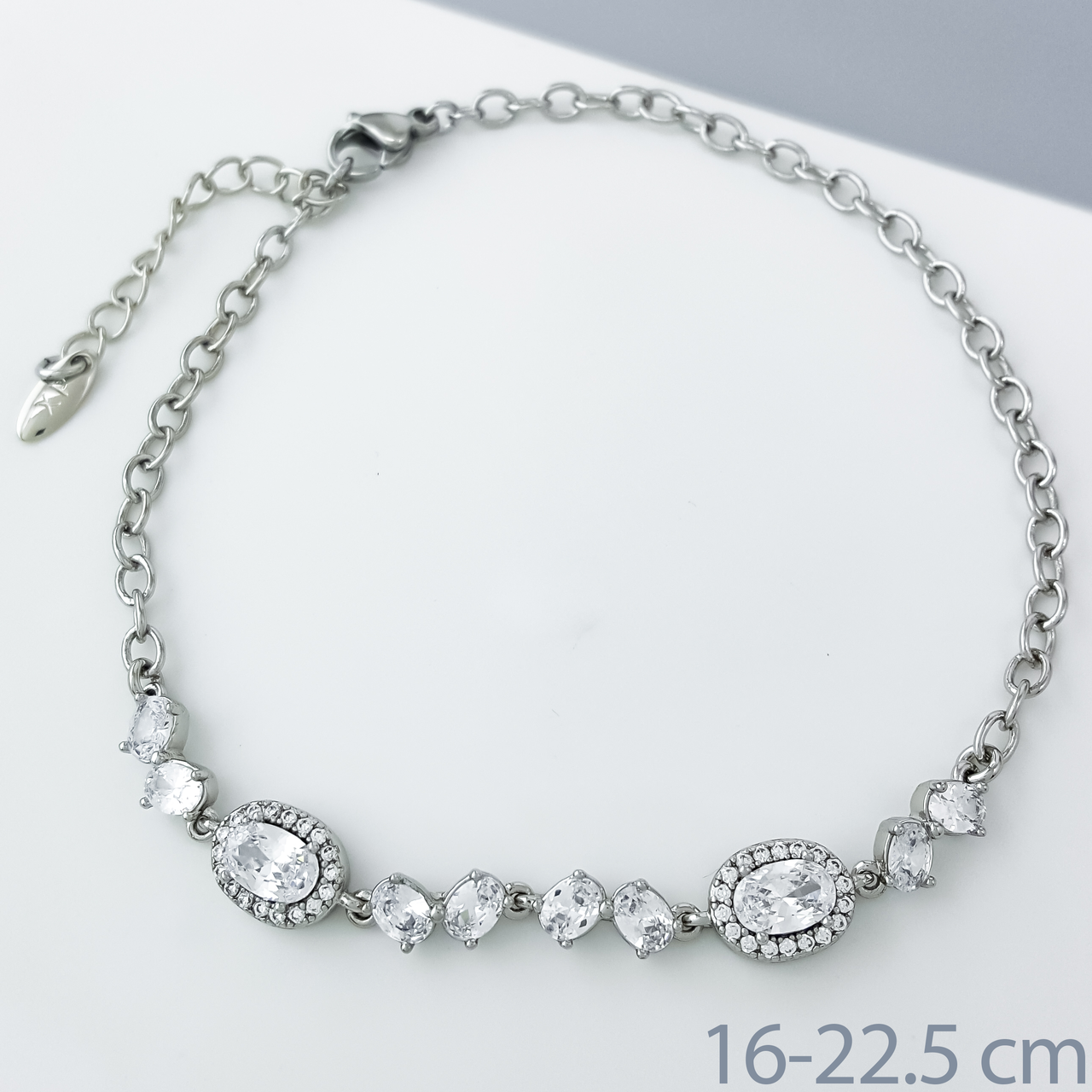 Браслет "Сяйво" з овальним цирконієм, р.16-22,5; медичне золото Xuping, родій, фото 1