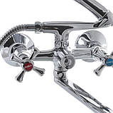 Змішувач для ванни двовентильний з довгим виливом Haiba Smes 140 EURO (HB0366) Хайба Смес 140, фото 9