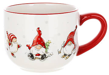 Кухоль керамічний з об'ємним малюнком Веселі гноми, 550 мл