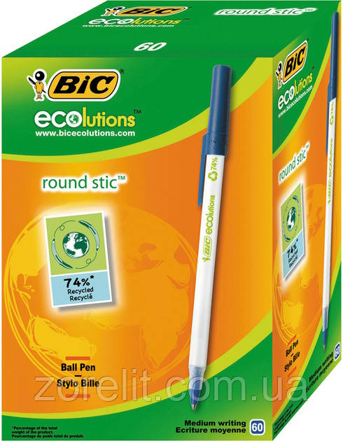 Ручка кулькова BIC раунд стик синя ЕКО