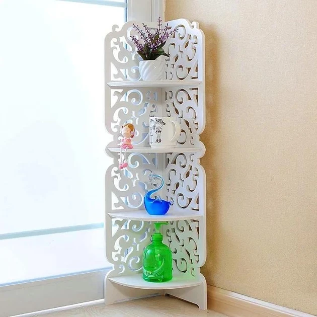 Полиця-стелаж пластикова кутова для ванної кімнати PK-04 | 80х20х20см, фото 1