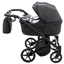Коляска універсальна для двійні 2в1 Adamex Leo Duo Eco (кошик, чохол на ніжки, сумка) Чорна, фото 4