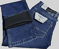 Джинси чоловічі зимові на флісі, Aviwgos, сині W38 L34 Стрейч.