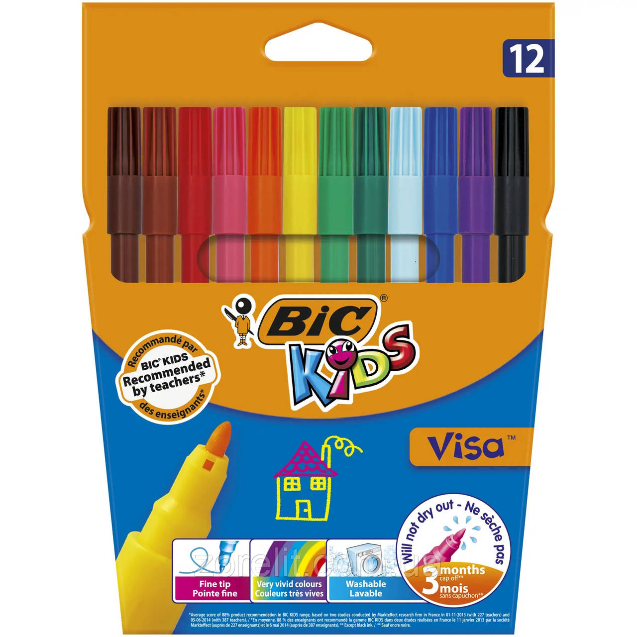 Фломастери BIC Kids Visa (12 кольорів)