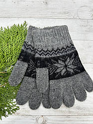 Чоловічі рукавиці з овечої шерсті, сірого кольору сніжинка