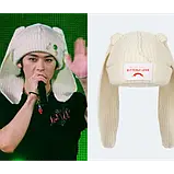 Шапка біні з довгими вушками зима в'язана молочний колір Bitterly Love oni size, фото 3