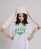 Шапка біні з довгими вушками зима в'язана молочний колір Bitterly Love oni size, фото 4