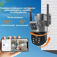 Вулична IP камера відеоспостереження із сонячною панеллю та двома об'єктивами HM-V35 4G Камера відеоспостереження 8Мп, фото 4