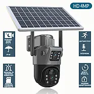 Вулична IP камера відеоспостереження із сонячною панеллю та двома об'єктивами HM-V35 4G Камера відеоспостереження 8Мп, фото 2