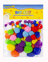 Помпони для декору мікс розмірів 90 шт КК-1510