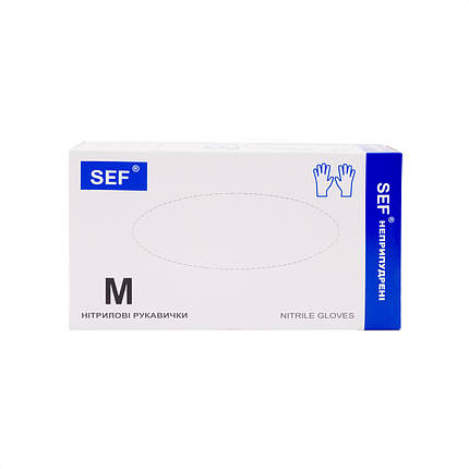 Рукавички нітрилові сині SEF - XL (100шт.уп), 10уп/ящ, фото 1