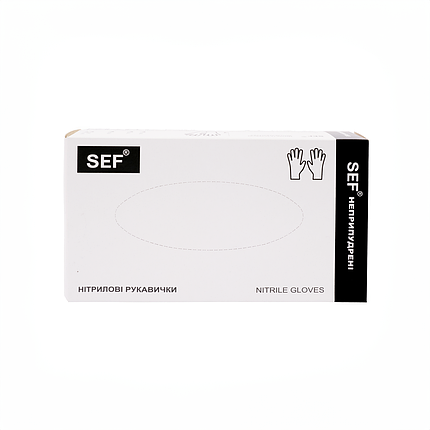 Рукавички нітрилові чорні SEF - S (100шт.уп), 10уп/ящ, фото 3