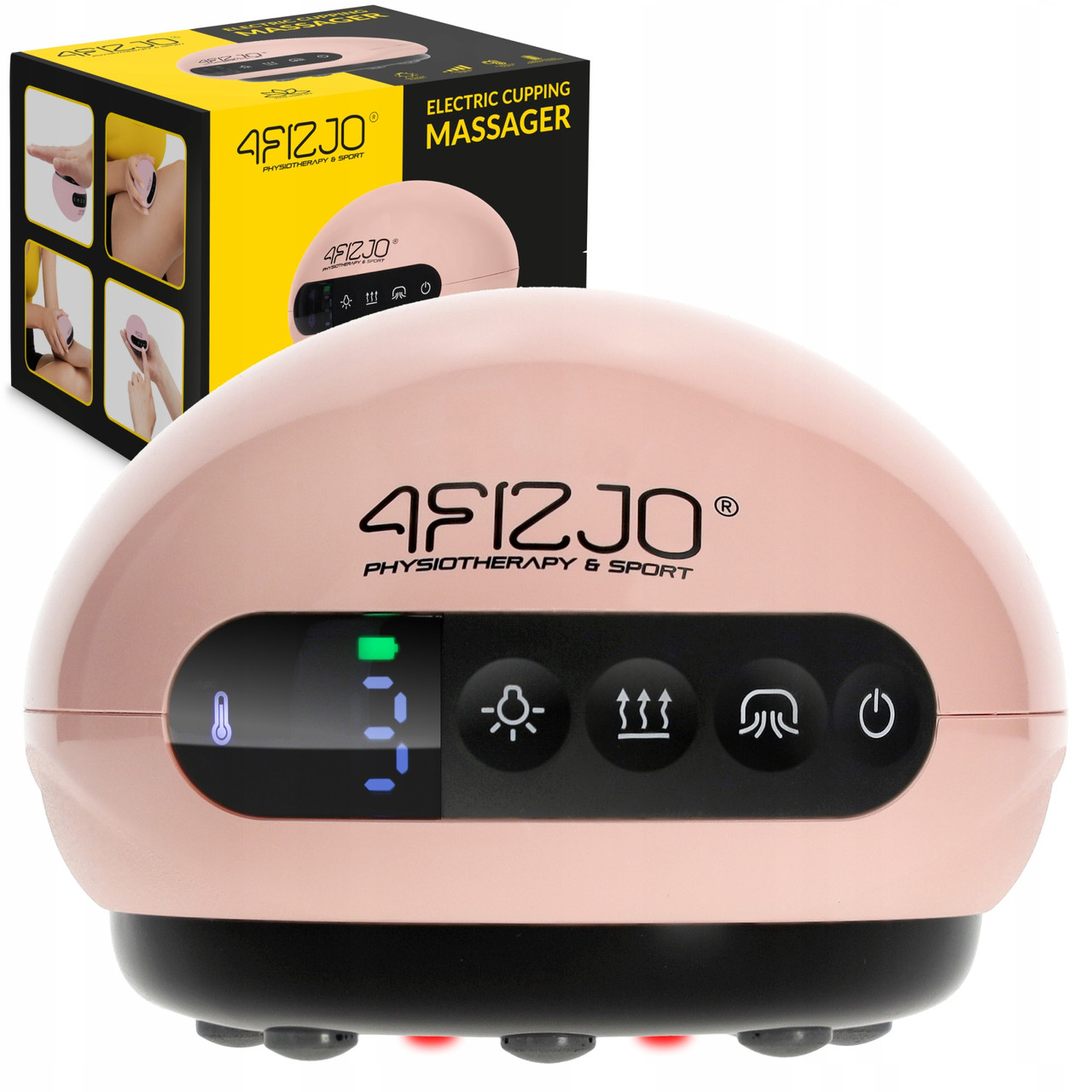 Масажна вакуумна банка 4FIZJO акумуляторна з ІЧ прогрівом Pink (P-5907739318701)