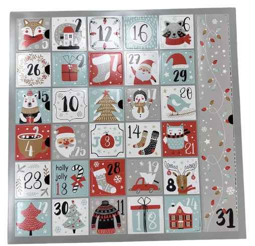 Коробка для АДВЕНТ КАЛЕНДАРЯ 427*427*50 (на 31 день) (В РОЗІБРАНОМУ ВИДІ)