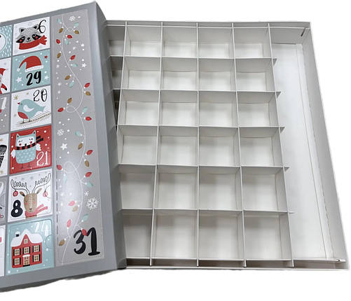 Коробка для АДВЕНТ КАЛЕНДАРЯ 427*427*50 (на 31 день) (В РОЗІБРАНОМУ ВИДІ), фото 3