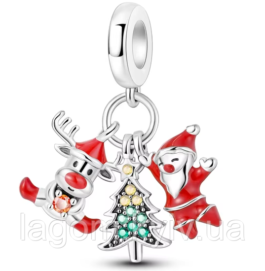 Срібний шарм-підвіска в стилі Pandora Christmas Time 925 проба Різдвяна та Новорічна прикраса Пандора, фото 1