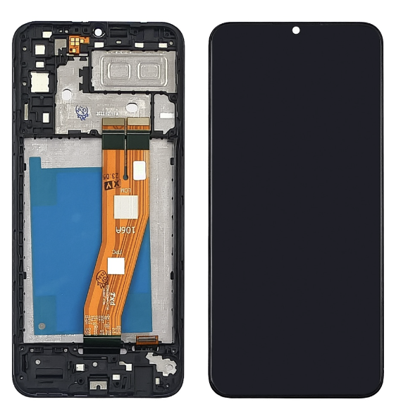 Дисплей (екран) для Samsung A042F Galaxy A04e + тачскрин, чорний,  гарної якості, з передньою панеллю