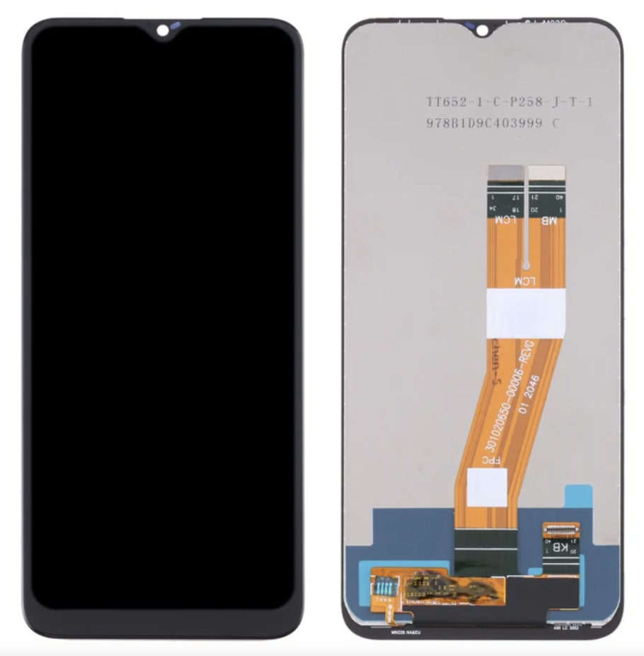 Дисплей (екран) для Samsung A025G Galaxy A02s/A025U/M025 + тачскрин, чорний, 163 x 72.5 mm, жовтий шлейф,