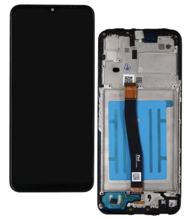 Дисплей (екран) для Samsung A226B Galaxy A22 5G + тачскрін, чорний, оригінал, з передньою панеллю