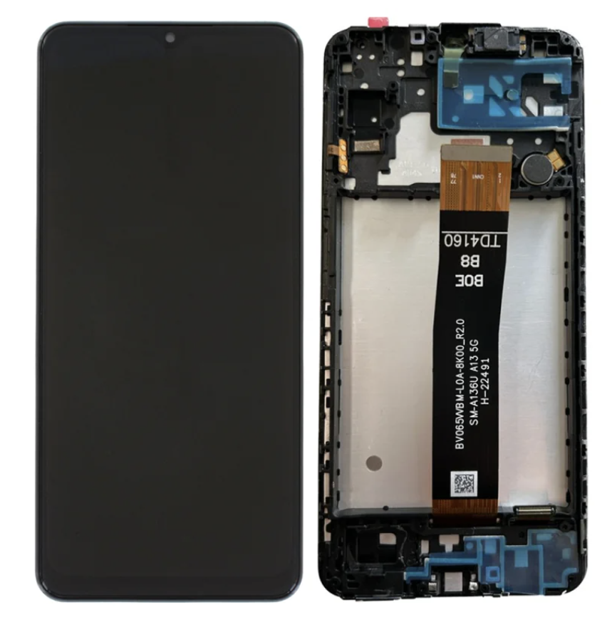 Дисплей (екран) для Samsung A136U Galaxy A13 5G + тачскрин, чорний, оригінал (54) з передньою панеллю,