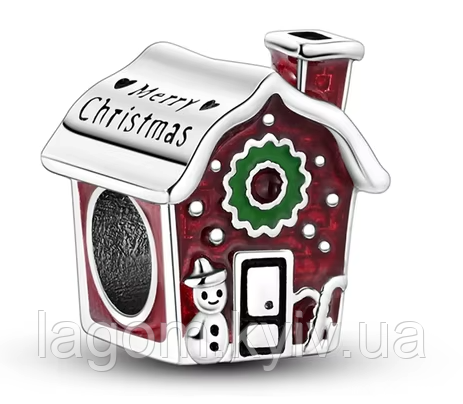 Срібний шарм-підвіска в стилі Pandora Christmas Time 925 проба Різдвяна та Новорічна прикраса Пандора, фото 1