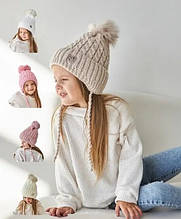 3336 Зимова шапка для дівчинки на флісі з помпоном Vertex розмір 46-52