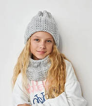 3164 Стильний зимовий комплект шапка та снуд для дівчинки тм Vertex розмір 52-56