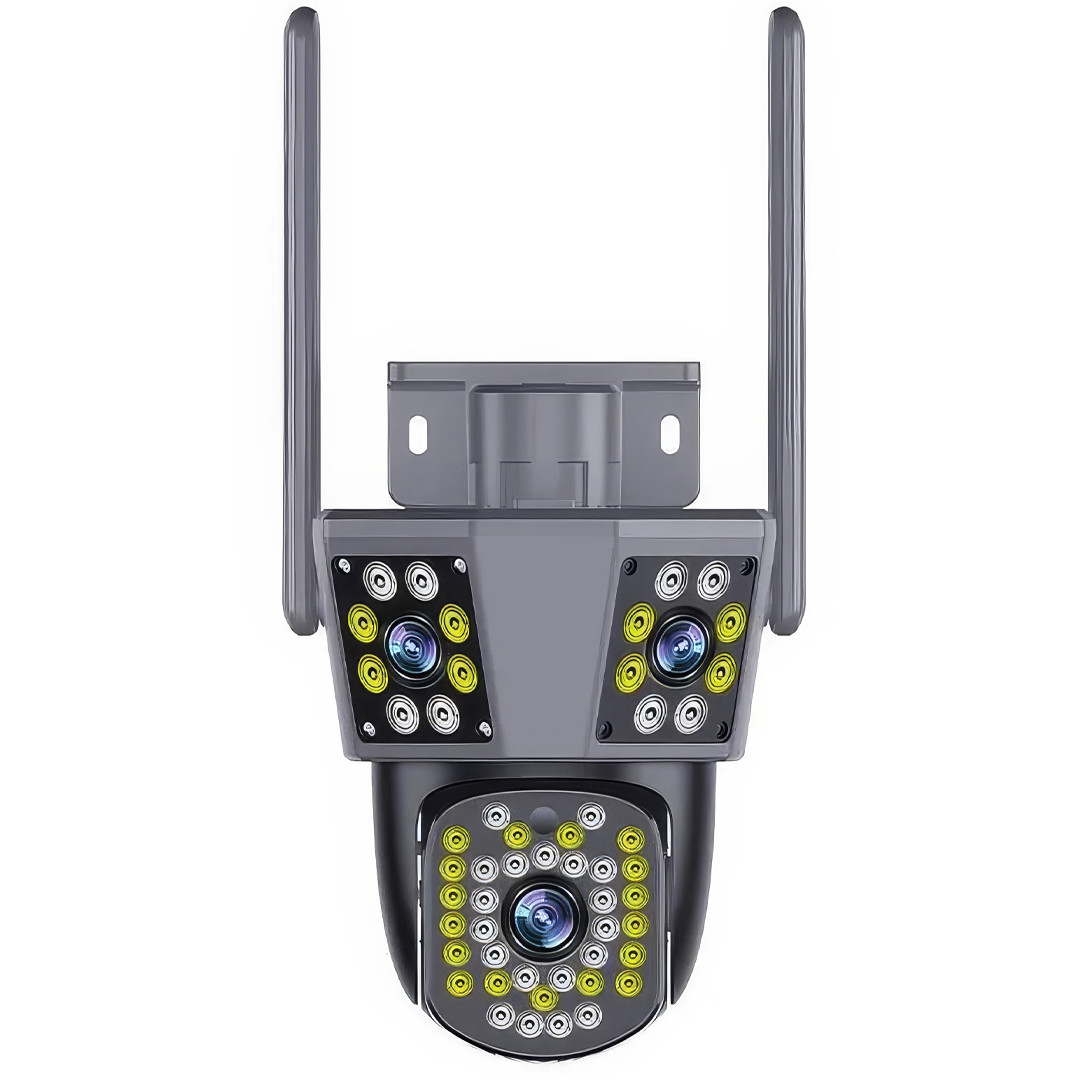 Вулична IP камера відеоспостереження з трьома об'єктивами та віддаленим доступом TC29 Камера відеоспостереження 9Мп, фото 1