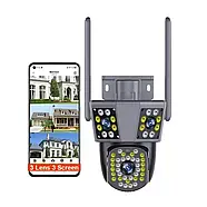 Вулична IP камера відеоспостереження з трьома об'єктивами та віддаленим доступом TC29 Камера відеоспостереження 9Мп, фото 8