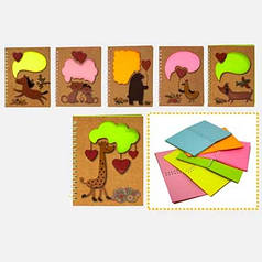 Блокнот А6 50 арк неон аркуші бумага обкладинка Крафт з висічкою на пружині