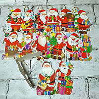Листівки міні подарункові новорічні з блискітками Санта 6,3х10,5 см Мікс 15 шт 27193-01