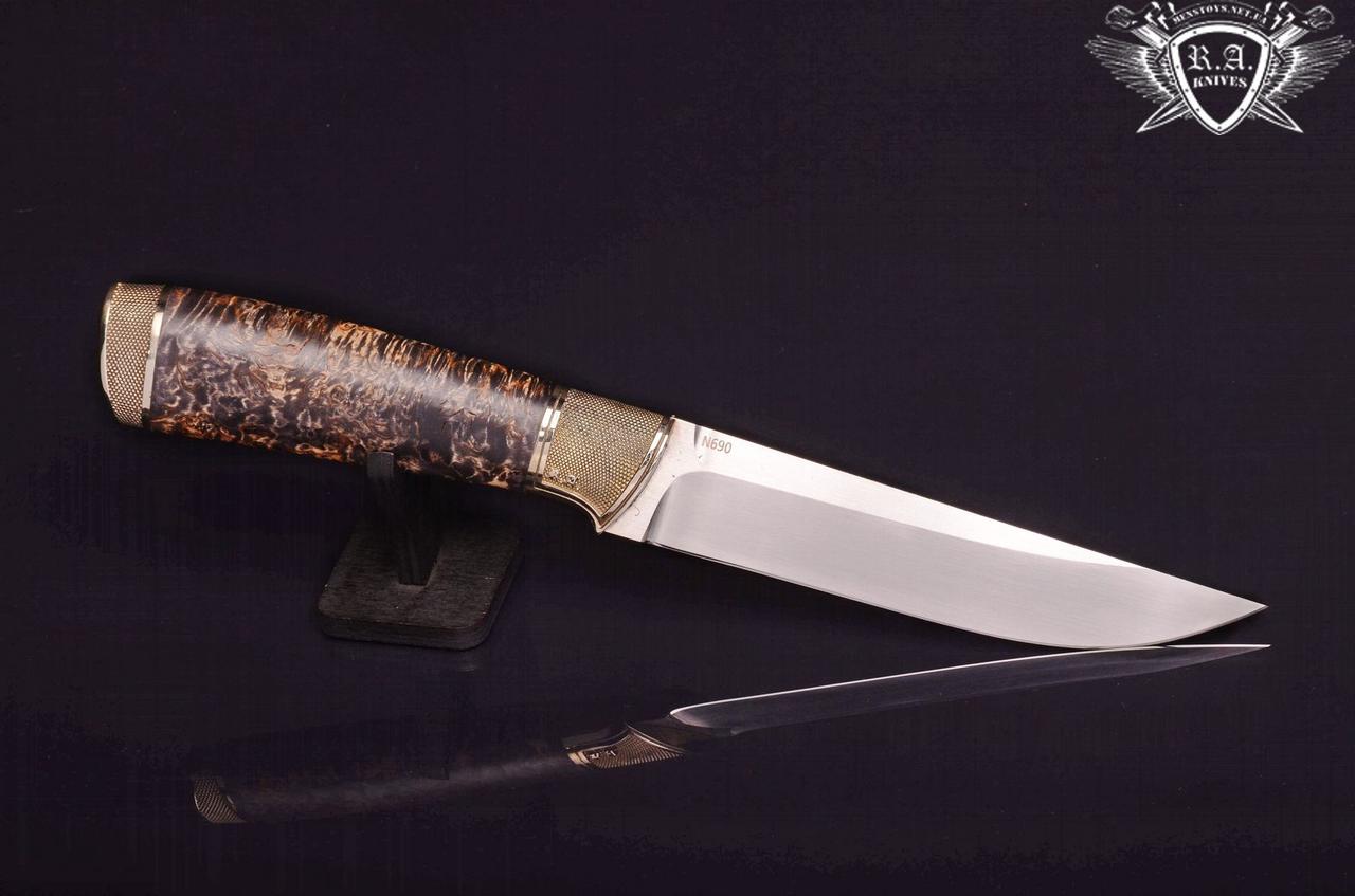 Ніж ручної роботи «Карелія» 135х28х4мм з нержавіючої сталі та руків'ям з карельської берези, фото 1