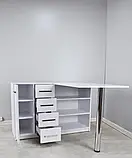 Компактний манікюрний столик з ящиками та полицями стіл для майстра манікюру зі складною стільницею М134, фото 4