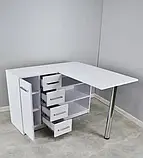 Компактний манікюрний столик з ящиками та полицями стіл для майстра манікюру зі складною стільницею М134, фото 5