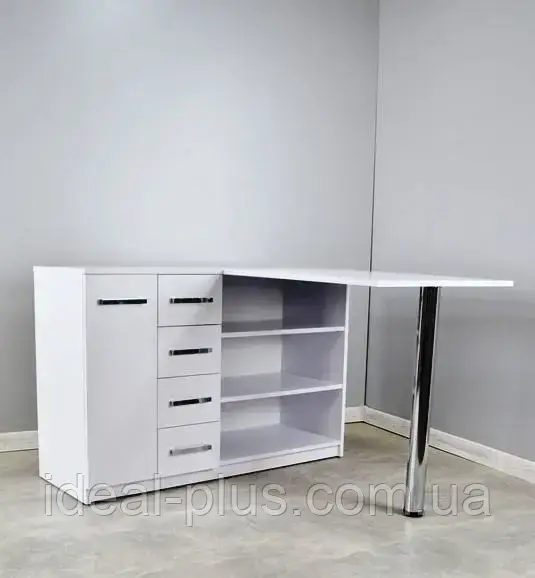 Компактний манікюрний столик з ящиками та полицями стіл для майстра манікюру зі складною стільницею М134, фото 1