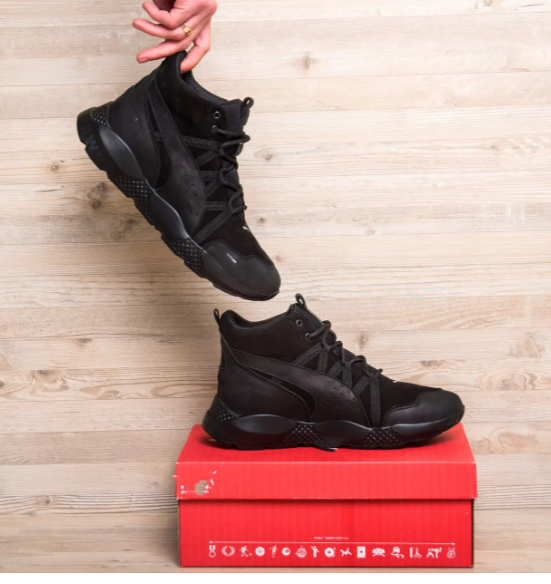 Високі чорні чоловічі модні зимові черевики з натуральної шкіри