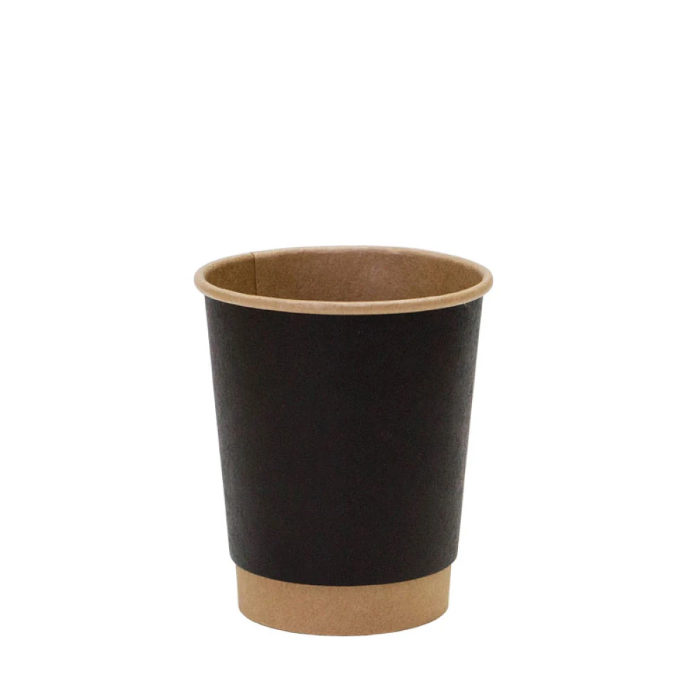 Стакан паперовий двошаровий крафт-чорний 250 мл, 15 шт/уп, фото 1