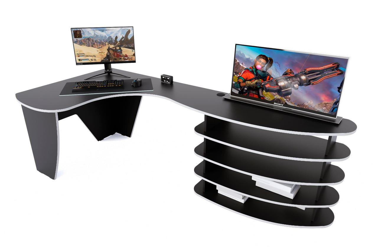 Геймерський стіл "PlaySet" 240х110х80 см. Чорний/Білий, PS-400, фото 1