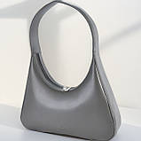 Жіноча сумка багет на плече графіт маленька сумочка з екошкіри, фото 3