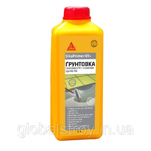 Грунтовка акрилова для мінеральних основ Sika® Primer-01+ упаковка 2 л
