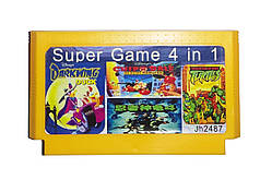 Картридж денді 4 в 1 Darkwing Duck, Chip Dale, Turtles 1+4